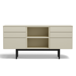 Three Unit Dresser - Two 3-Mixed Drawer Beige/Beige, One Open Shelf Beige Three Unit Dresser - Two 3-Mixed Drawer Beige/Beige, One Open Shelf Beige