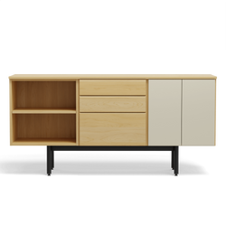 Three Unit Dresser - One 3 Mixed Drawer Unit Maple/Maple, One 2 Door Unit Maple/Beige, One Open Shelf Unit Maple