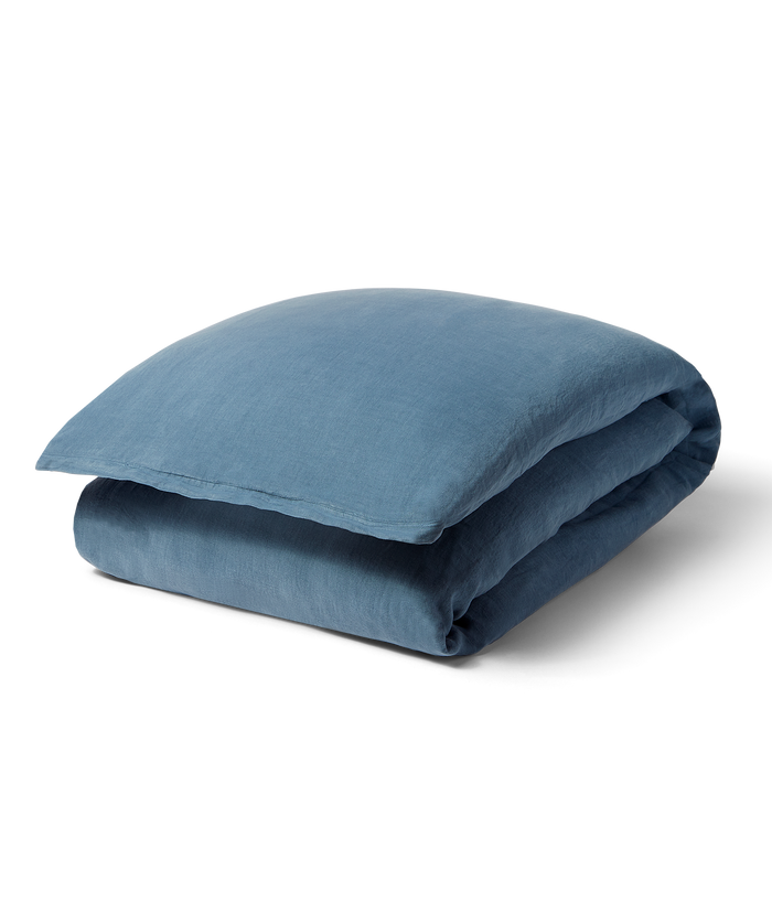 Linen Duvet Cover - King Blue