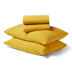 Linen Duvet + Sheet Set - King - Mustard