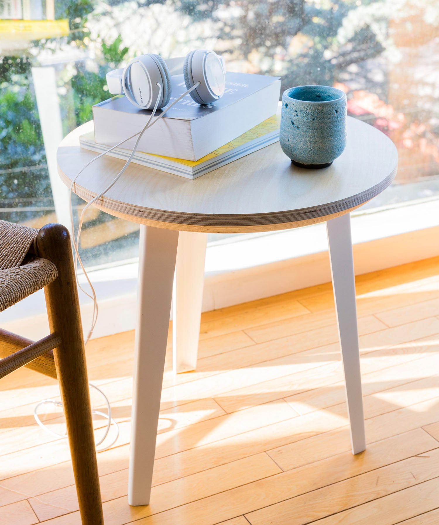 Round Side Table | Modern, Minimalist Wood & Steel End Table